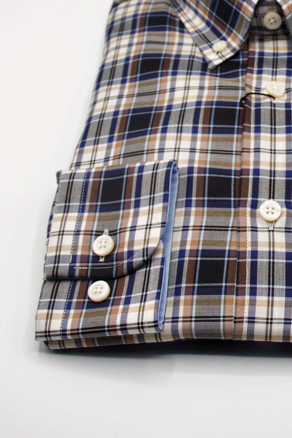 Camisa hombre manga larga Charmant cuadro marron