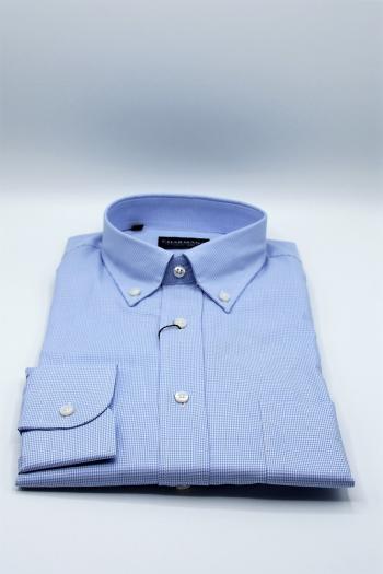 Camisa micro dibujo azul modelo regular fit