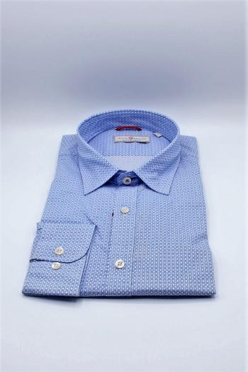 Camisa de hombre slim fit estampado celeste