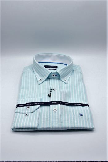 Camisa lista verde agua sport