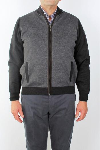 Chaqueta hombre de punto con cremallera gris