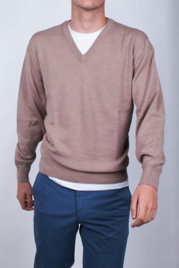 Jersey cuello de pico hombre Migueleto beige