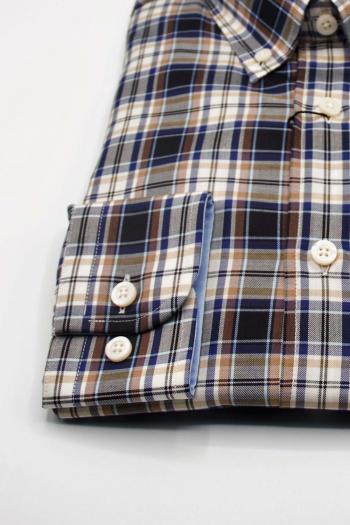 Camisa hombre manga larga Charmant cuadro marron