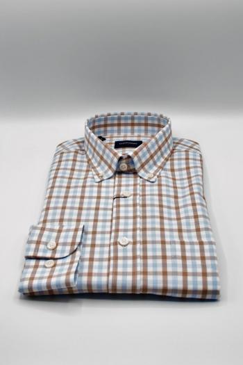 Camisa Charmant de hombre cuadro marron