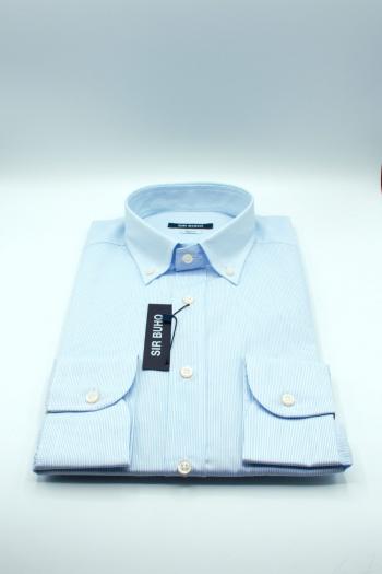 Camisa de hombre Sir Buho manga larga lista azul