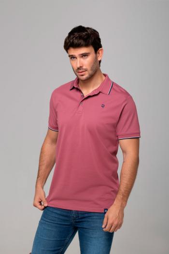 Polo Rever Mile de hombre burdeos manga corta