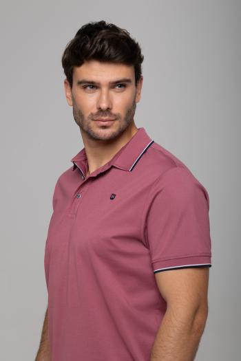 Polo Rever Mile de hombre burdeos manga corta