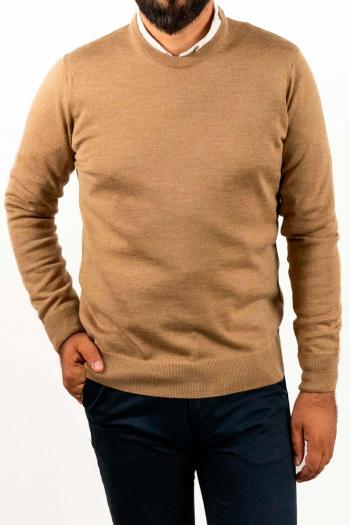 Jersey cuello redondo de hombre Pertegaz camel