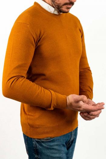 Jersey cuello redondo de hombre Pertegaz mostaza