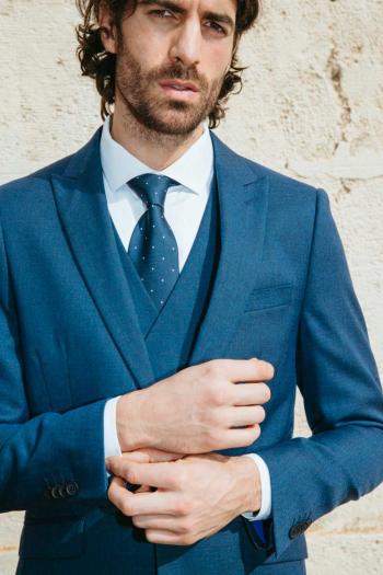 Traje de hombre Selinac azul con chaleco