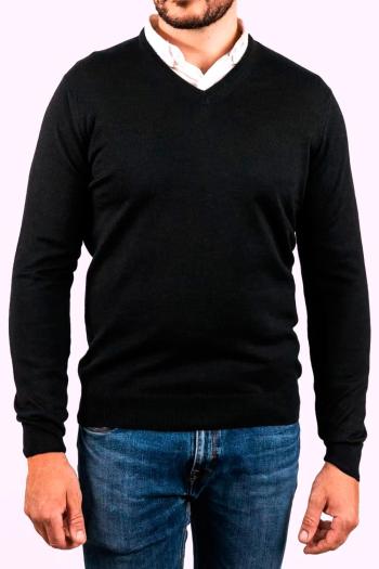 Jersey cuello pico de hombre Pertegaz negro
