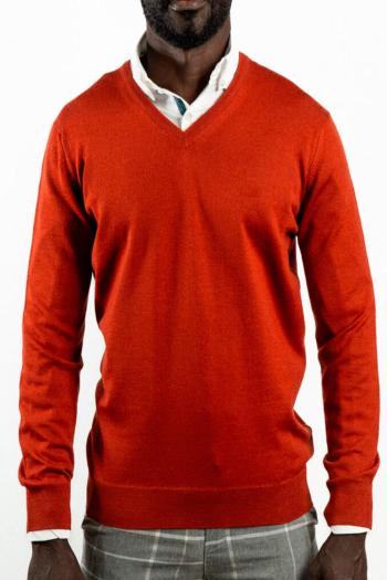 Jersey cuello pico de hombre Pertegaz naranja