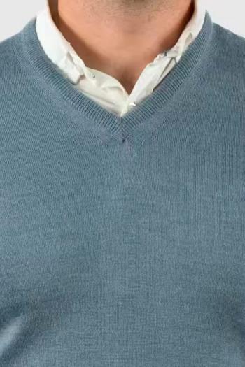 Jersey cuello pico de hombre Pertegaz azul