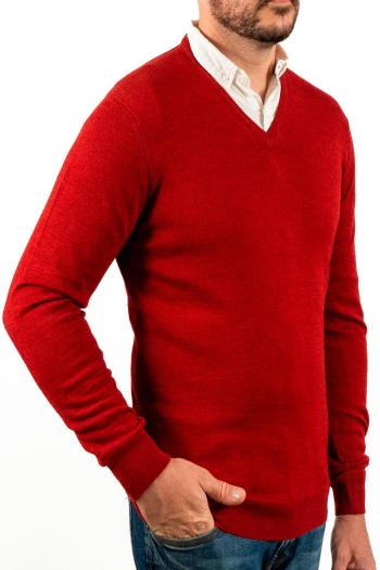 Jersey cuello pico de hombre Pertegaz rojo