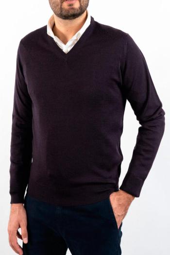 Jersey cuello pico de hombre Pertegaz morado