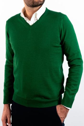 Jersey cuello pico de hombre Pertegaz verde