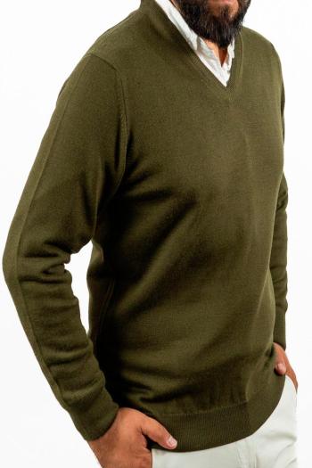 Jersey cuello pico de hombre Pertegaz verde