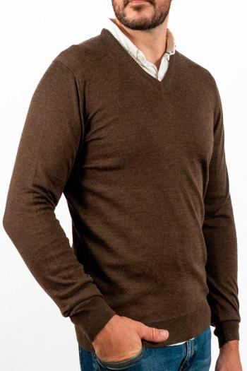 Jersey cuello pico de hombre Pertegaz marrn