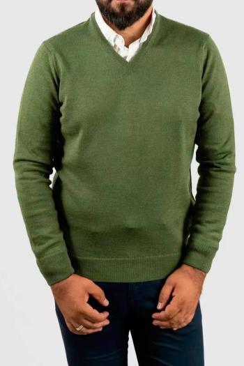 Jersey cuello pico de hombre Pertegaz verde