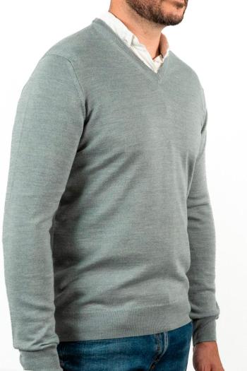 Jersey cuello pico de hombre Pertegaz gris