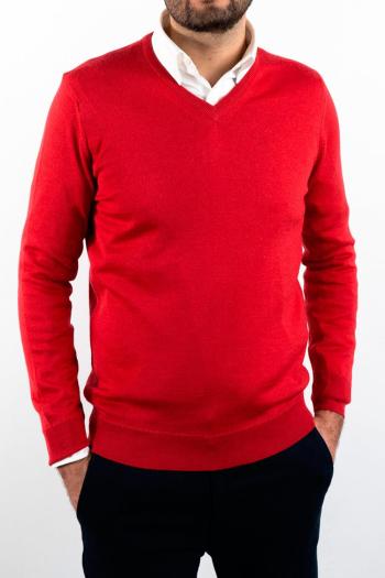 Jersey cuello pico de hombre Pertegaz rojo