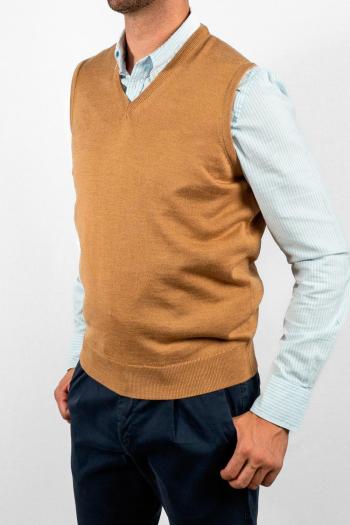 Chaleco de punto Pertegaz de hombre camel