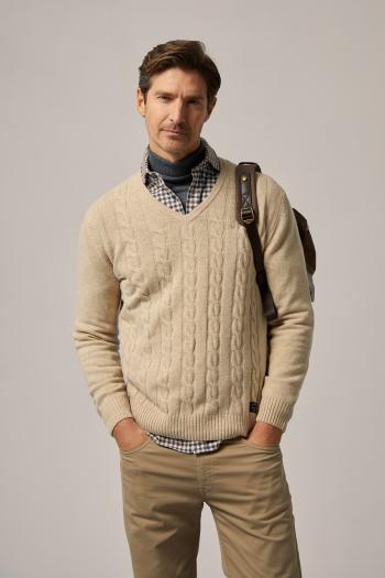 Jersey cuello pico de hombre Pertegaz beig