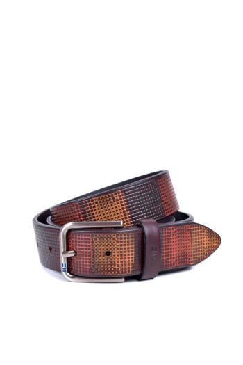 Cinturn de Cuero Marrn Oscuro y Terracota